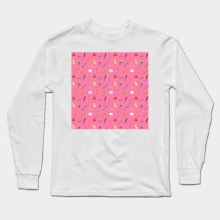 Happy office stationary in pink Long Sleeve T-Shirt